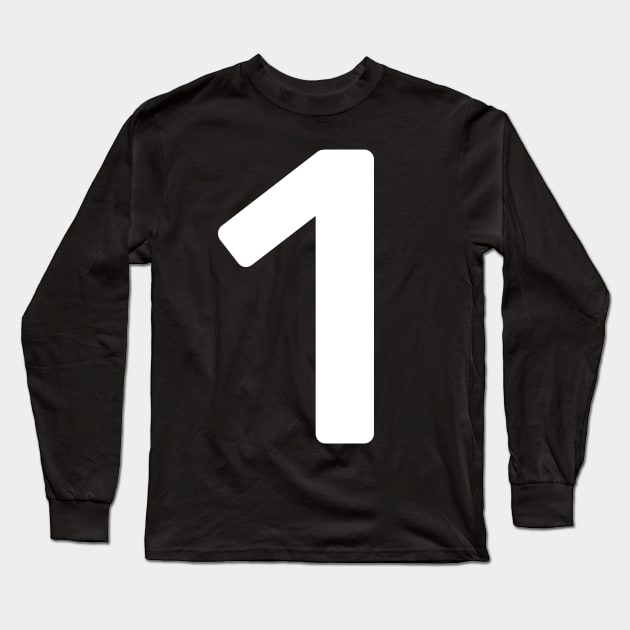 Simple White Number One Symbol #1 Long Sleeve T-Shirt by CentipedeWorks